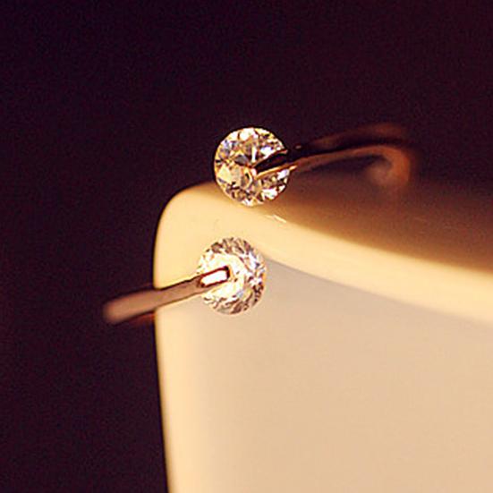 Damen Mode Offener Fingerring mit doppeltem Zirkonia-Besatz Party Schmuck Geschenk