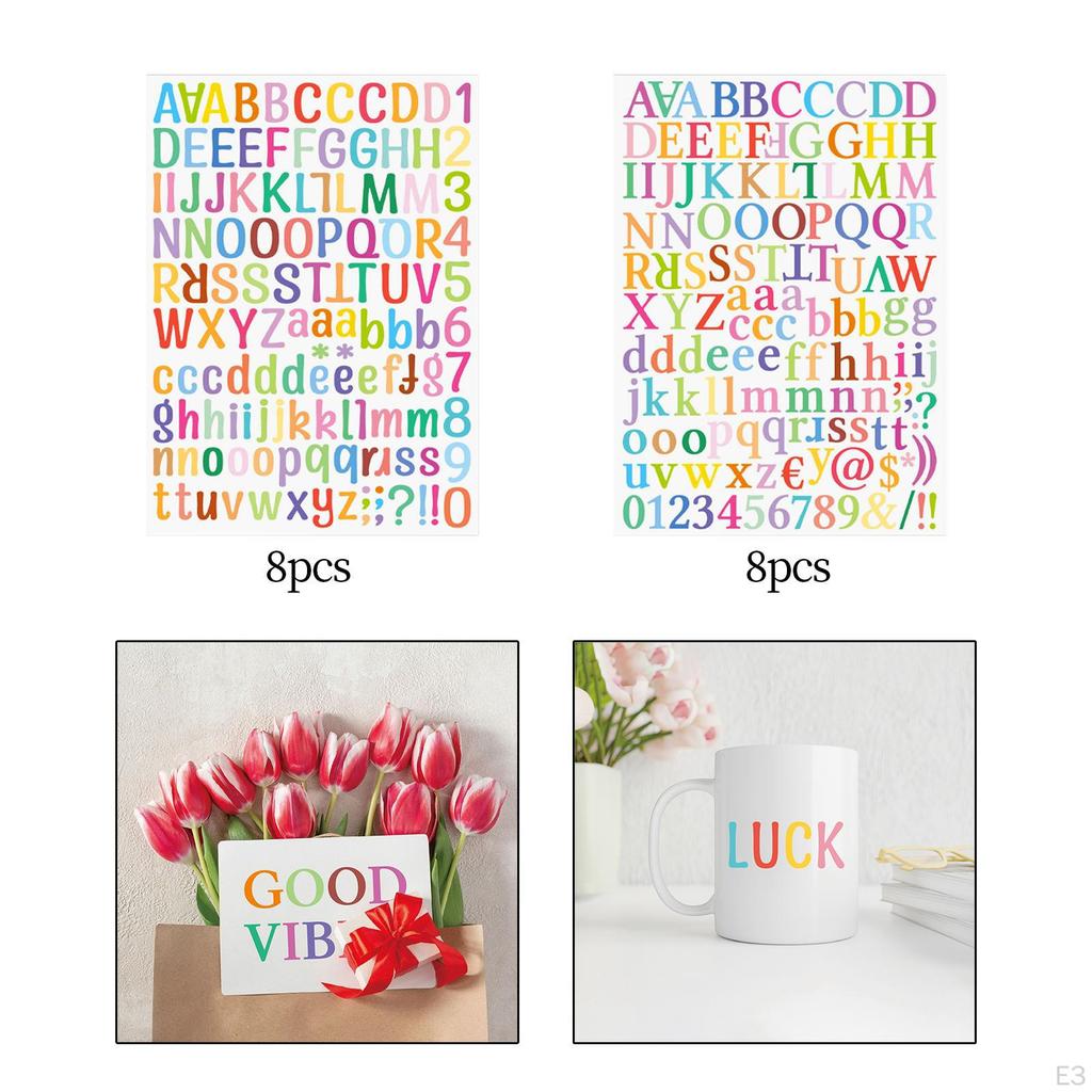 8 Pcs Letter Vinyl Stickers Glass Water Bottles Waterproof A-Z Letters Craft