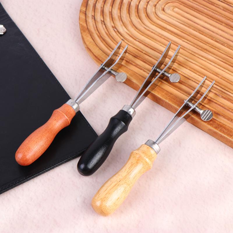 Wooden Handle Leather Creaser Width Adjustable Leather Edger Leather Working Tool For Belts Wallets Bags Saddles