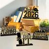 Grad Sign Wooden Bachelor Hat Wooden Letters Desktop Ornament  Tabletop Decor
