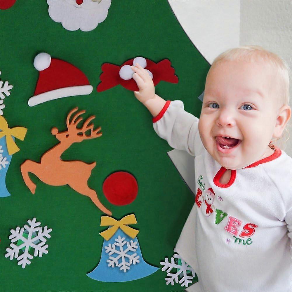 DIY-Weihnachtsbaum-Set aus Filz mit Kinderornamenten, Weihnachtsgeschenke, Tür- und Wanddekorationen für Neujahr