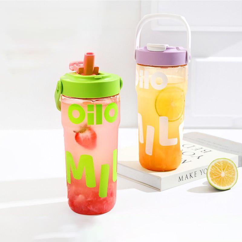 Summer Outdoor Tourism Plastic Cup With Handle Juice Cup Large Capacity Straw Cup Portable Anti-fall Fitness Water Cup