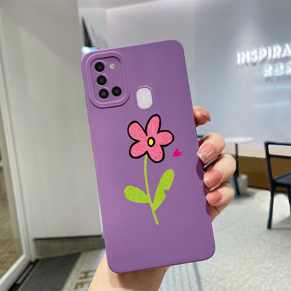For Samsung Galaxy A21s Case Purple Lavender Flower Camera Protector Soft Phone Cover For Samsung A21s 6.5" SM-A217F A 21 s Case