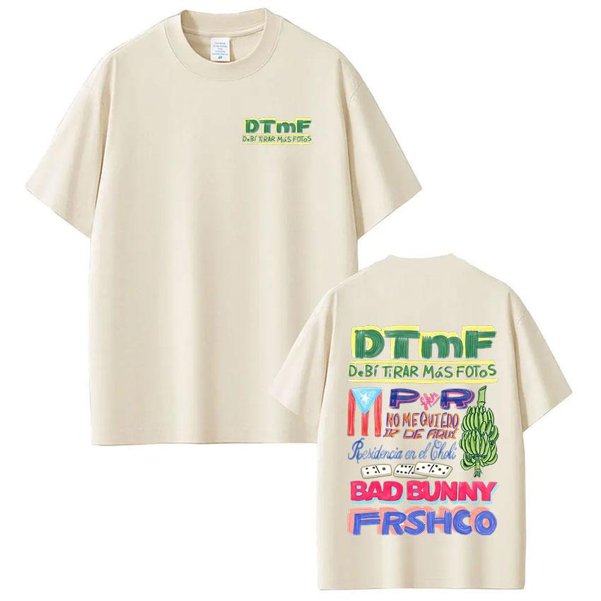 Rapper Bad Bunny T-Shirt Debi Tirar Mas Fotos DTMF Welttournee T-Shirts Unisexs Unisex Mode Vintage Hip Hop T-Shirts Streetwear