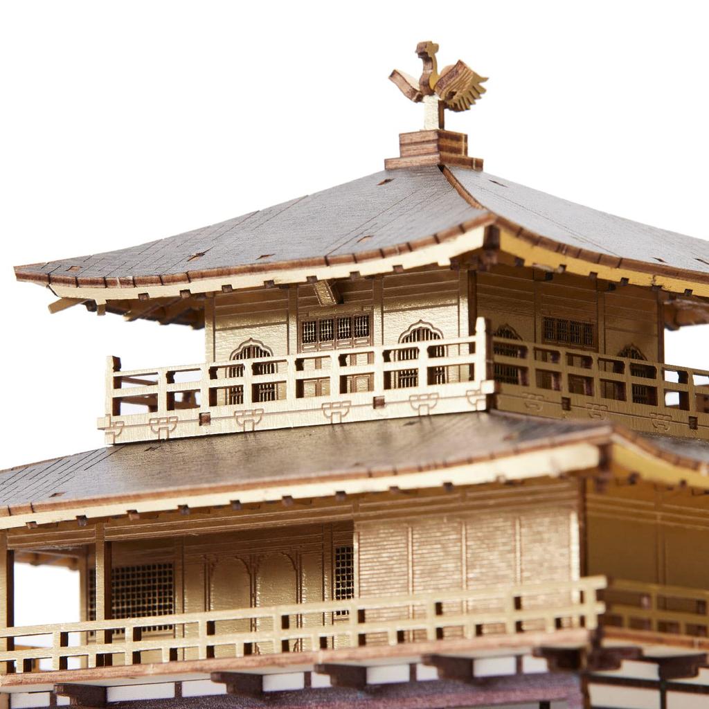 Kinkakuji Temple Wersja Kolorowa Puzzle Drewniane 3D Zestaw do Rękodzieła DIY dla Dzieci i Dorosłych Zabawka Edukacyjna dla Chłopców i Dziewcząt Grafika 3D i Świetny Prezent dla