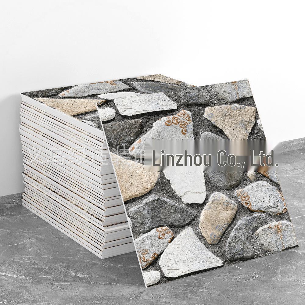 Retro Red Brick Marble Look 3D Self-Adhesive Wall Sticker 30x30CM