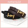 And Retro Minimalist H Shaped Gold Buckle Decoration Women Belt For Casual