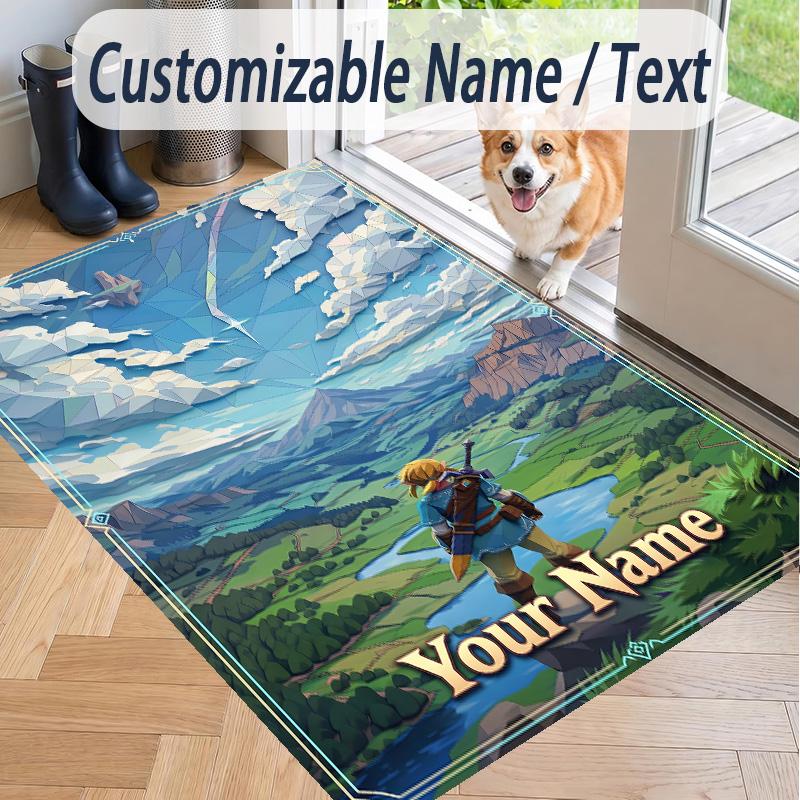 Custom Text Zelda Pattern Floor Rug Soft Indoor Carpet Mat Living Room Bedroom