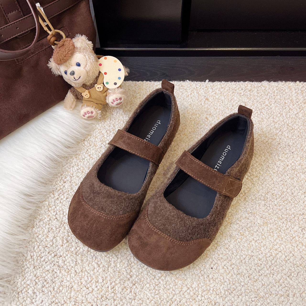 

Велкро слово с волосами липкие неглубокий вырез на плоской подошве одинарная обувь женская корейская версия ретро на одной педали сращивание уродливые милые биркенштоки женские 40 коричневый