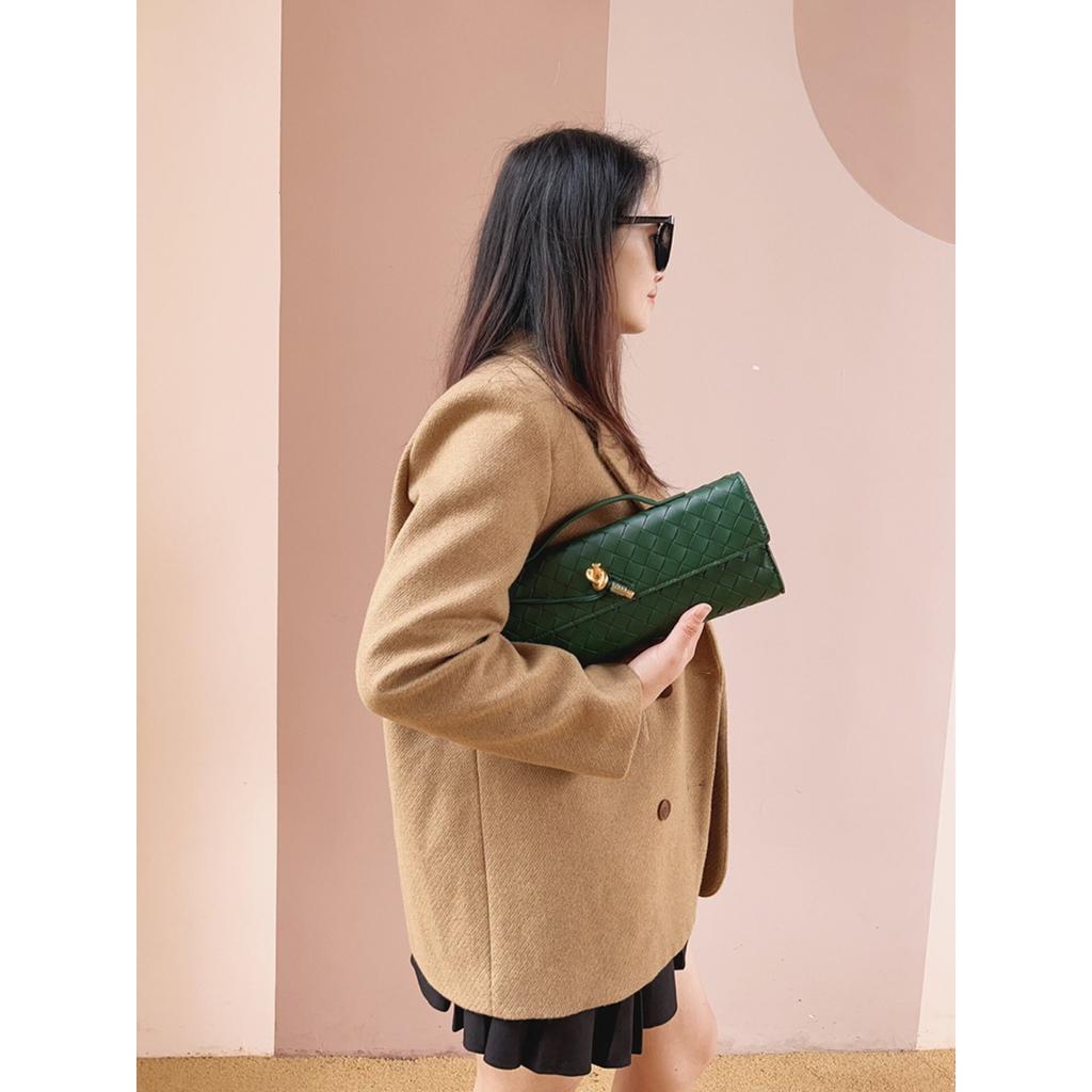 Neue Clutch handgewebte Handtasche Abendtasche Leder-Schloss-Tasche Umhängetasche Messenger Bag Damen Handtasche