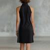 Women's Fashionable Loose Sleeveless Button-Up Stand Collar Casual Dress