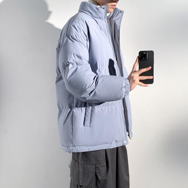 New Stand-up Collar Cotton Coat Men's Solid Color Men's Autumn and Winter Coat Couple Casual Cotton Coat Men's Top Bread Coat