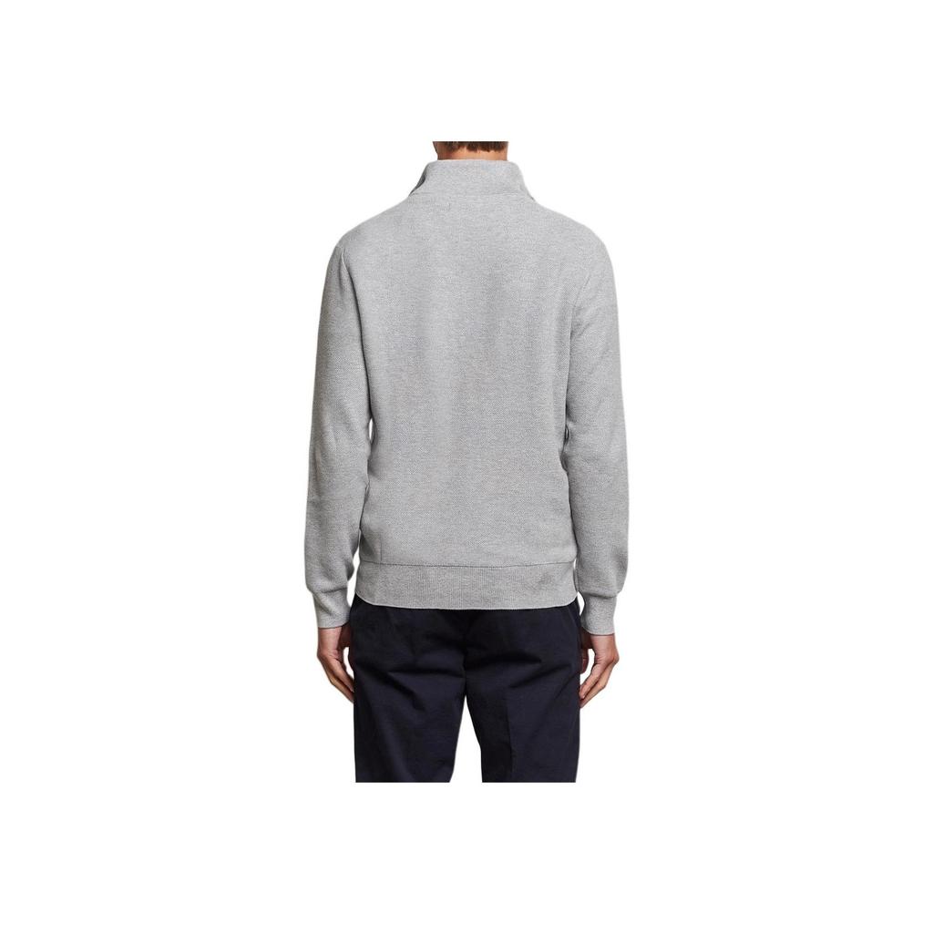 Polo Ralph Lauren FW23 Pony Embroidered Zip Collar Long Sleeve Knit Sweater Men Sweater Light-Gray 710920648-001