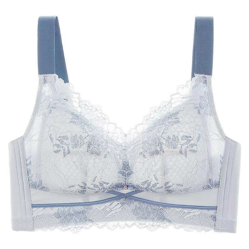 

Женский бюстгальтер без косточек кружевной нескользящий бретели тонкое нижнее белье 46/105BC светло-синий