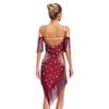 Womens Latin Dance Performance Costume Backless Cutout Design Spaghetti Straps Fringe Rhinestones Dress