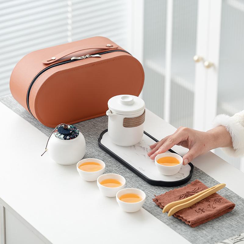 Kung Fu Tee-Set Auto Schnell Gast Tasse Reise Geschäftsreise Geschäft Camping Tragbares Keramik-Set