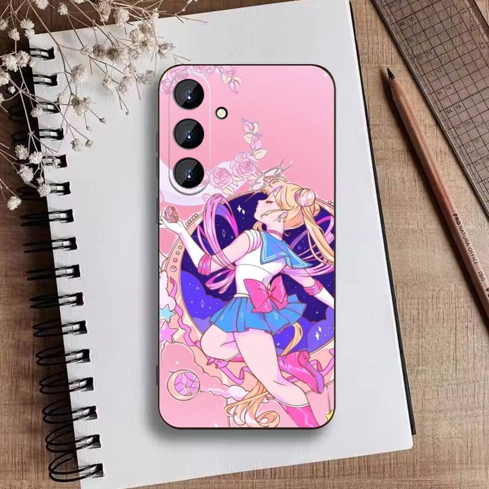 Cartoon E-Sailor M-Moons Phone Case For Samsung Galaxy A73,21,22,32,71,53,52,51,80,5G Soft Black Cover