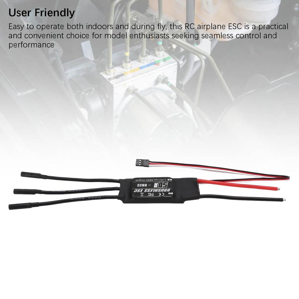 RC Airplane Brushless ESC 50A Electric Speed Controller with Programming Card for Model Aircraft