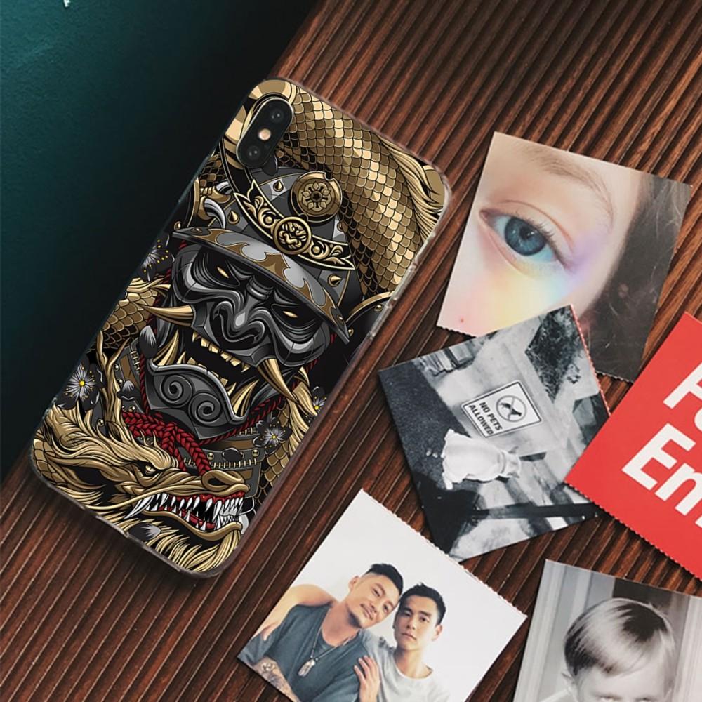 

Samurai Oni Mask Phone Case For IPhone 16 15 14 13 12 Mini 11 Pro XS Max X XR SE 6 7 8 Plus Soft Silicone Cover iPhone 14 pro