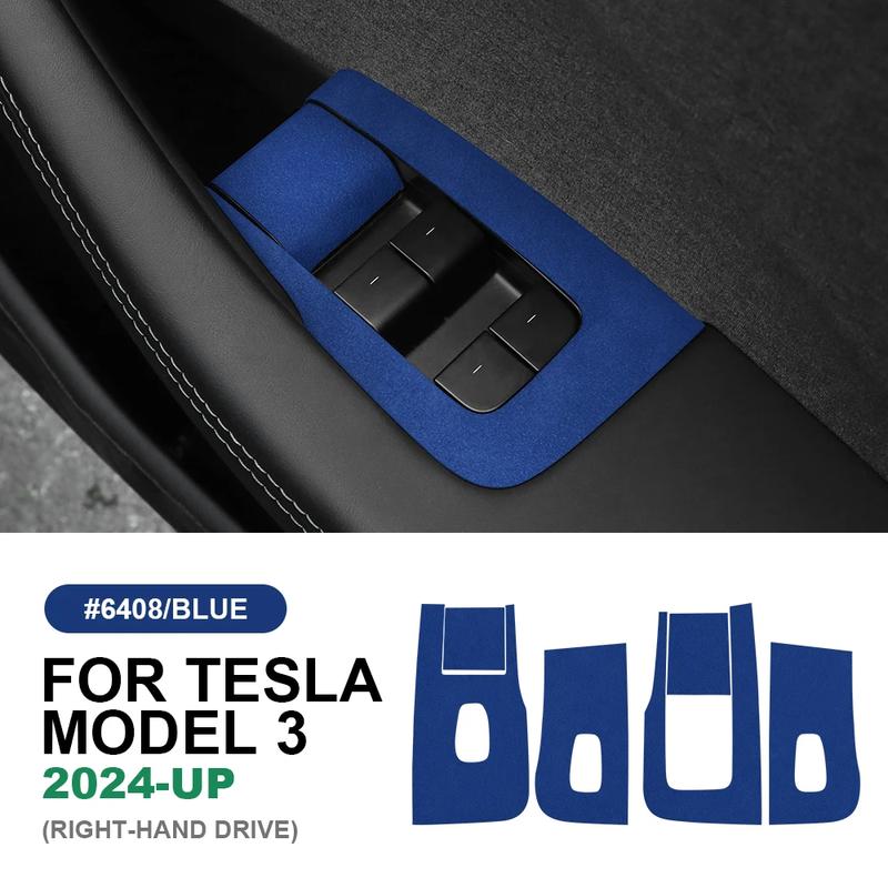 Italian Top Suede for Tesla Model 3 Highland 2024-Up Window Lifter Switch Control Panel Trim Sticker Car Interior Accessories