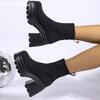 fashion Platform Women Thick Sock Bootsl Elegant High Heels Shoes Woman 2025 Trend Fashion Knitting Cozy Dress Ankle Boots Mujer Botas