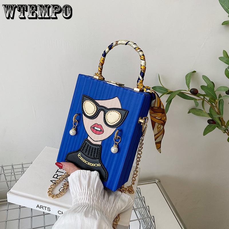 Torebka Pudełko Kreatywna Nisza Graffiti Torebka na Telefon Vintage Torebka Wieczorowa Torebka na Telefon z Łańcuszkiem