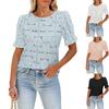 Women's Round Neck Half Sleeve Loose Fit Top Floral Lace Blouse Summer Shirt