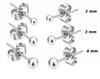 Silver Earrings Balls Surgical Steel 3 Pairs