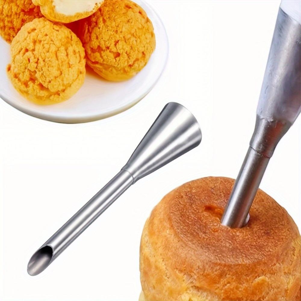 2pcs Stainless Steel Cream Filling Nozzles Professional Piping Tips For Puff Pastry Eclairs & Cupcake Decorating Non-Electric Precision Bakeware