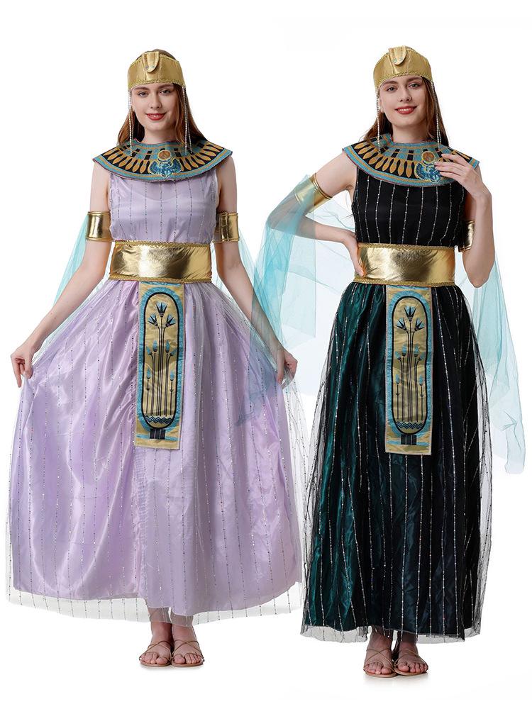 Europäisches & Amerikanisches Halloween Ägyptische Göttin Kleid: Langer Rock, Retro Cleopatra Cosplay Kostüm