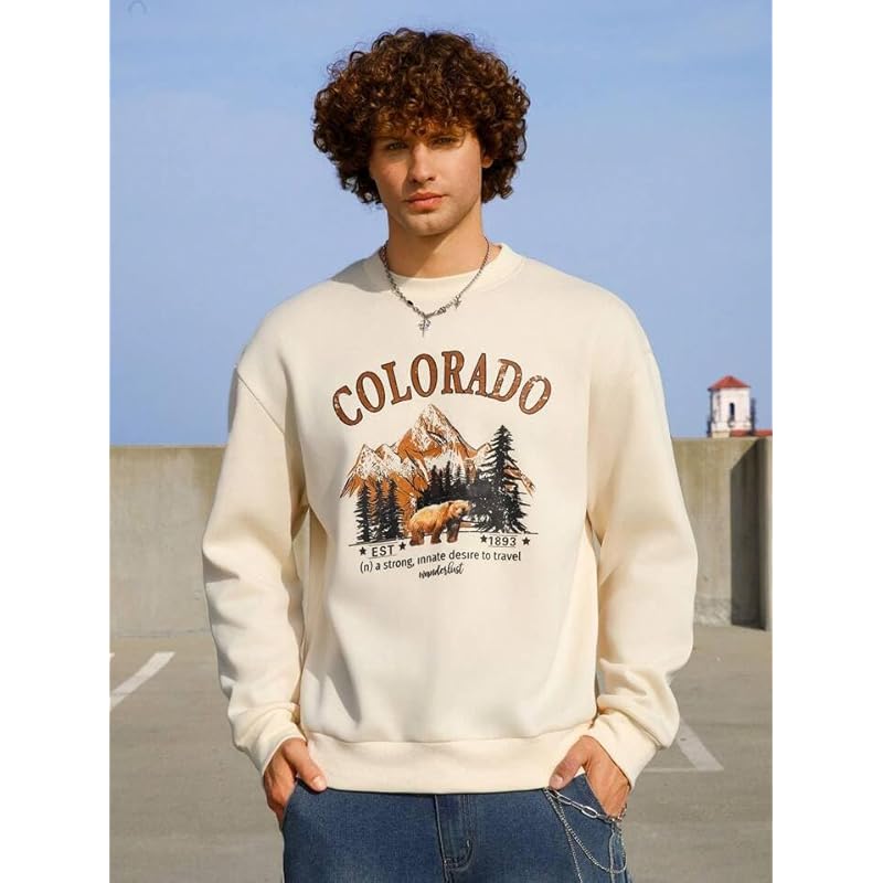 TAGAS Men's Fleece Year Round Replenishable Round Neck Regular Fit Sweatshirt (MSS-1-COLORADO-BEIGE- Beige_XL)