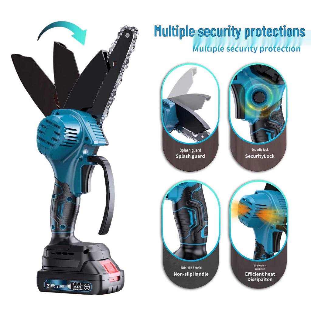 Rechargeable Brushless Mini Electric Chainsaw - Handheld Logging Saw for Outdoor Use
