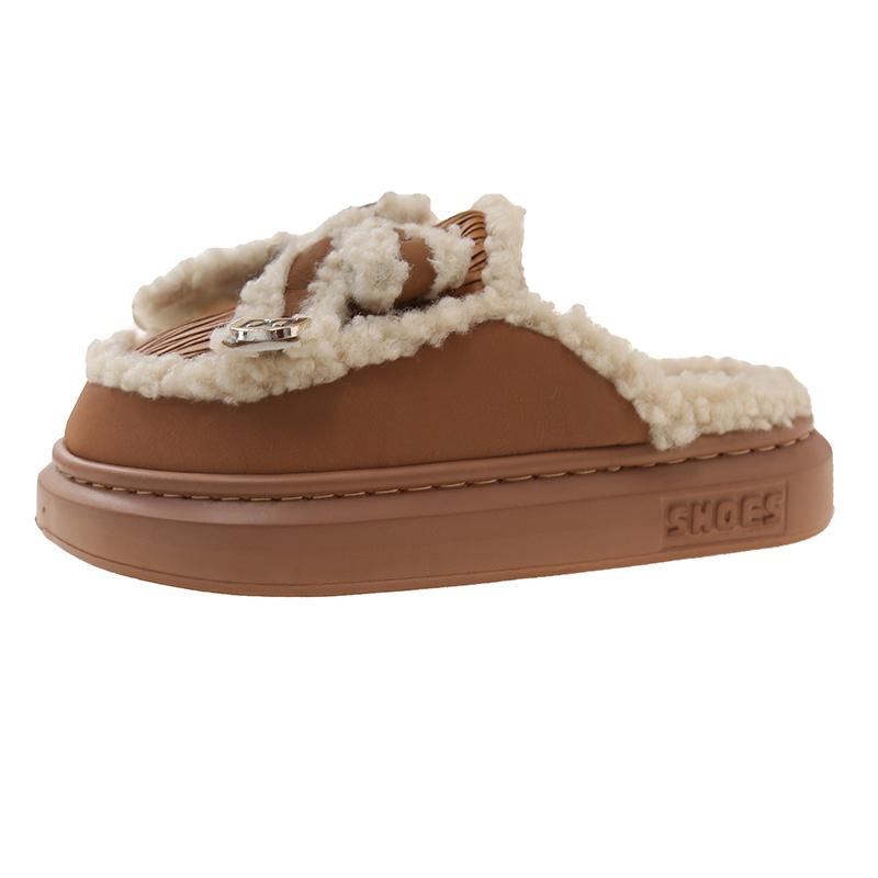 Fashion 2024 NEW Fashion  Winter Toe Wrap Warm  Cotton Slippers Thick Soft Sole Slides  Women Indoor Floor Flat Home Non-slip Shoes