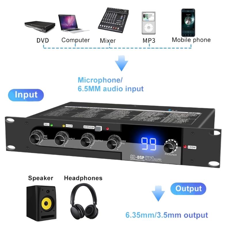 DSP99 Karaoke Mixer With 99 Digital Reverberation Effects BT5.0 Independent Control For Music And Microphone