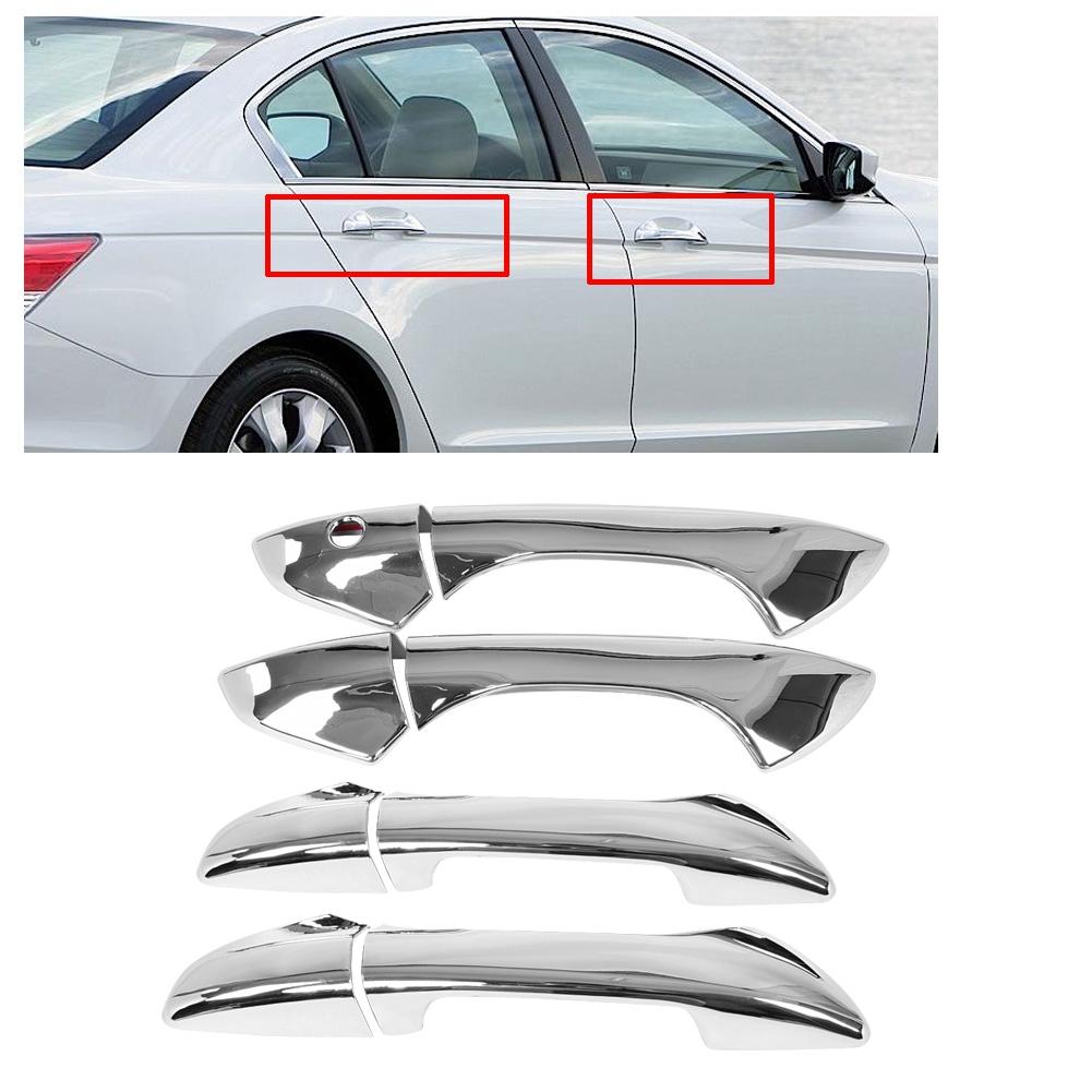 8Pcs Silver Chrome Car Exterior Accessories Side Door Handle Cover Trim Replacement for Honda Accord 2008 2009 2010 2011