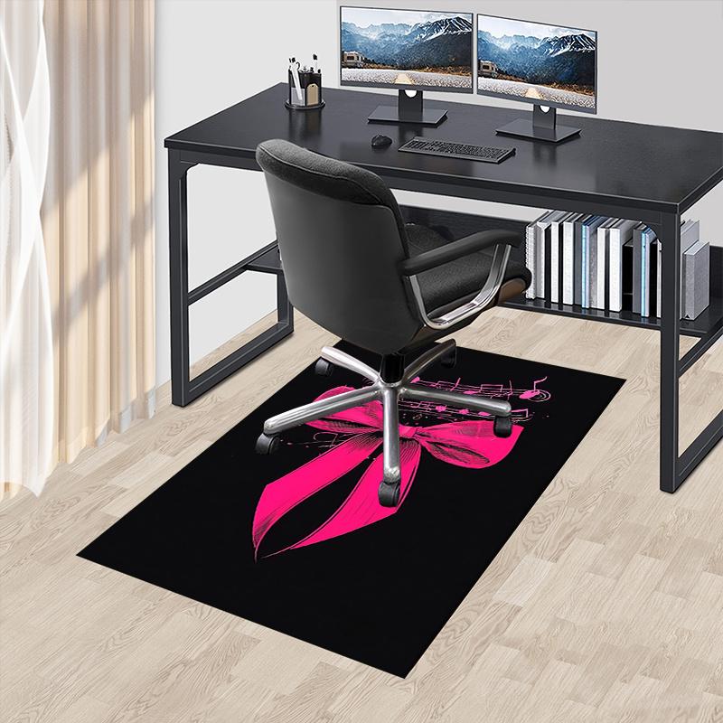 Pink Bow with Musical Notes Chair Mat Office Carpet, Oversized Rug for Home Decor, Sofa Mat, Desk Pad Gift, Suitable for Bedroom, Living Room