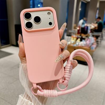 Handgelenkband Mattes Silikon Weiche Handyhülle für IPhone Air 17ProMax 16 15 Plus 14 13 12 11 Pro Max Stoßfeste Schutzhülle