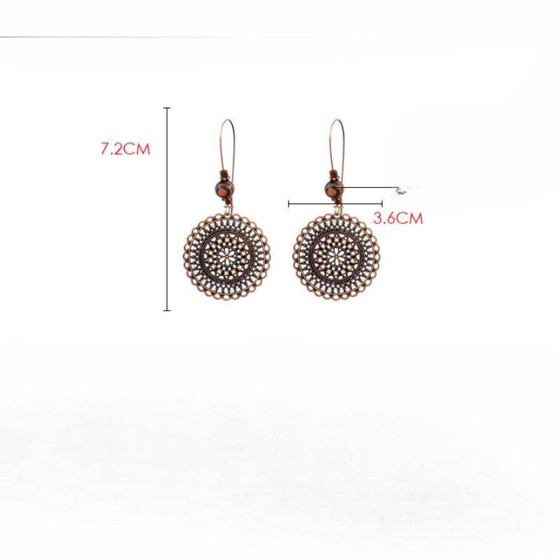GemChic Women's New Vintage Round Flower Wood Beads Earrings Ethnic Fashion Hook Earrings Birthday Christmas Jewelry Gift