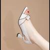 Dames schattig zwart open neus hoge kwaliteit comfort instappers hak schoenen dame casual beige lente zomer kantoor hak schoenen ga380