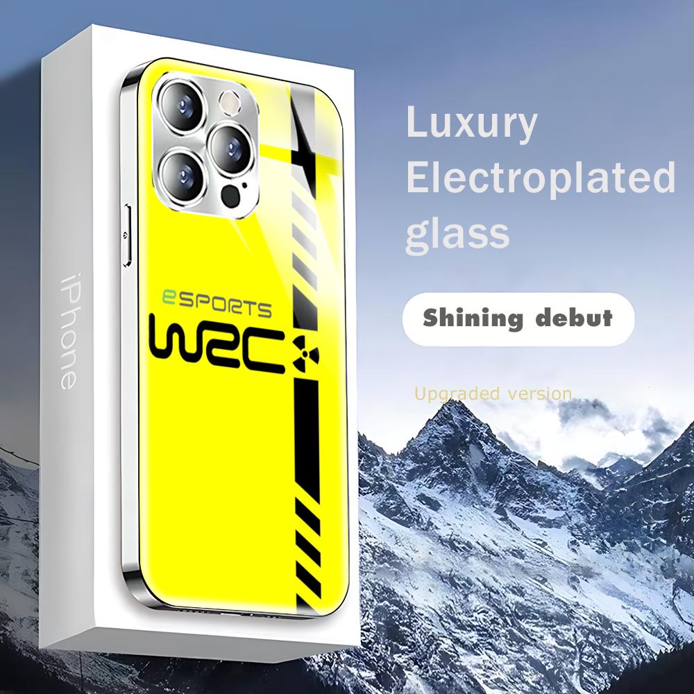 

Fashion WRC Racing logo Phone Case For iphone 17 16 15 14 13 12 Pro Plus Max New Electroplated glass Case iPhone 13
