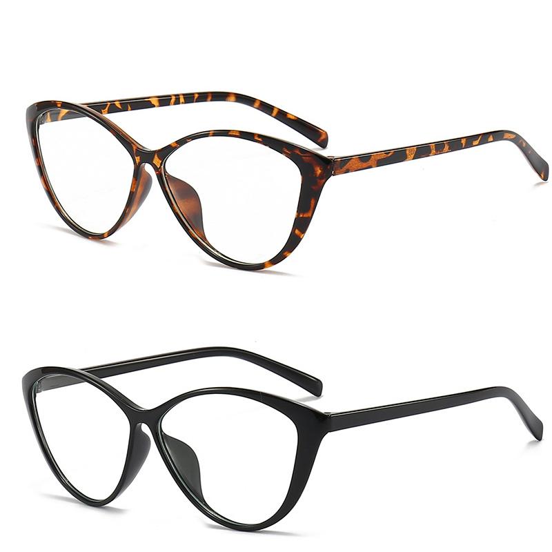 Fashion 2PCS Fashion Ins Stylish Plain Glasses for Women Ladies Cat Eye Optical Spectacle Eyeglasses Unisex Men Retro Anti-blue Glasses