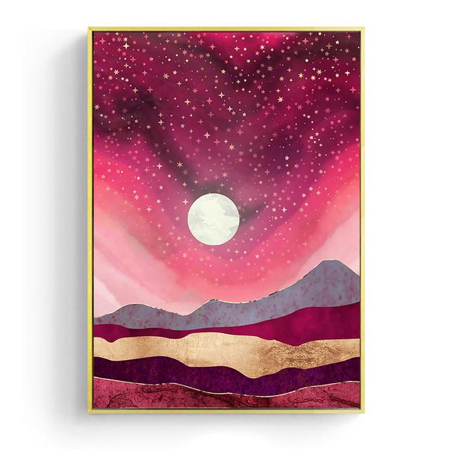 Japanese Cherry Blossom Tone Landscape Poster Pink Sunrise Mountain Picture Wall Art Canvas Painting Modern Room Home Decoration