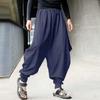 Mens Cotton Linen Harem Pants Baggy Pants Japanese Style Crotch Wide Leg Pants Casual Loose Trousers