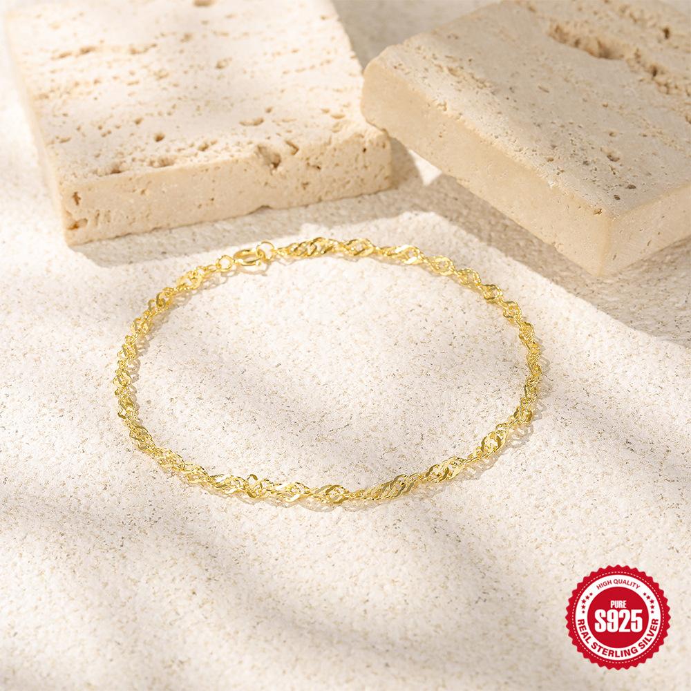 Stylish And Simple S925 Sterling Silver Bracelet, Simple And Textured Basic Chain Bracelet For Women