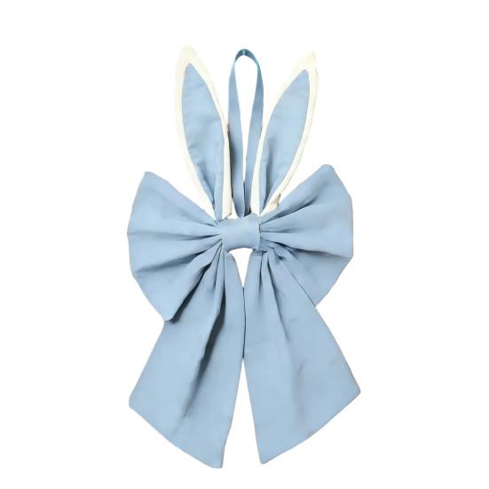 Easter Bow for Wreath Holiday Fabric Decorative Bow with Bunny Ear for Spring Summer Front Door Wall Window Indoor Outdoor Home Decor