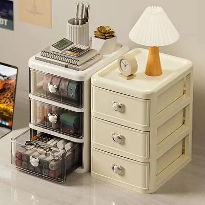 Cartoon Multi-Layer Desktop Organizer Tabletop Storage Box with Dustproof Drawer for Office Desk Stationery Cosmetic Storage