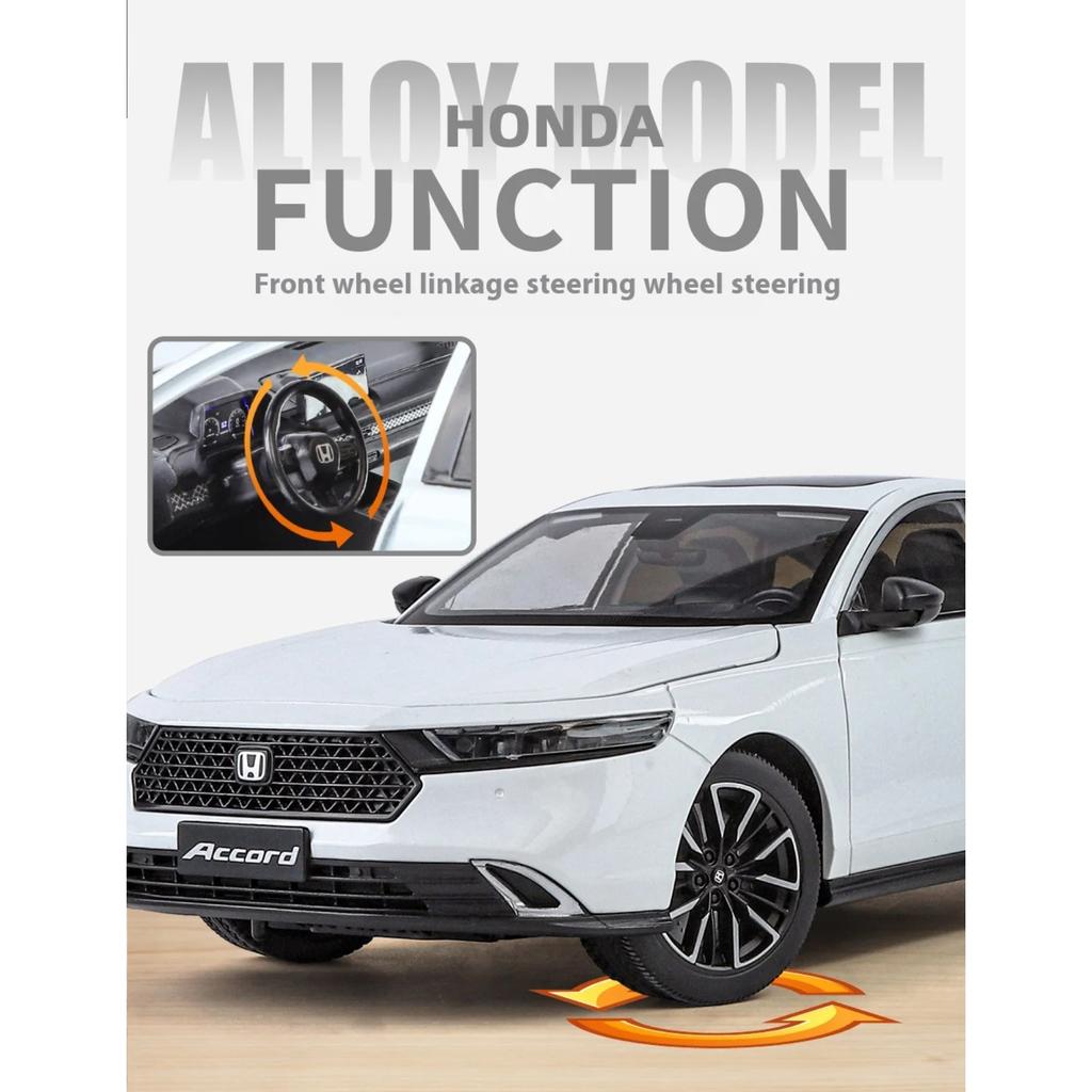 1/18 Honda Accord Alloy Die Cast Car Model Seat Adjustment Tire Shock Absorbing Collection Ornaments Birthday Gift