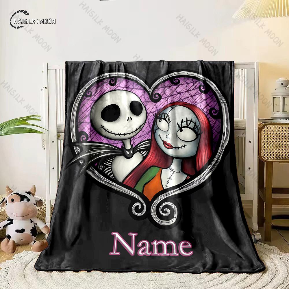 Free Shipping! Custom Name Blanket with The Nightmare Before Christmas Print, All-Season Multi-Use for Nap,Camping,Car,Sofa Gift