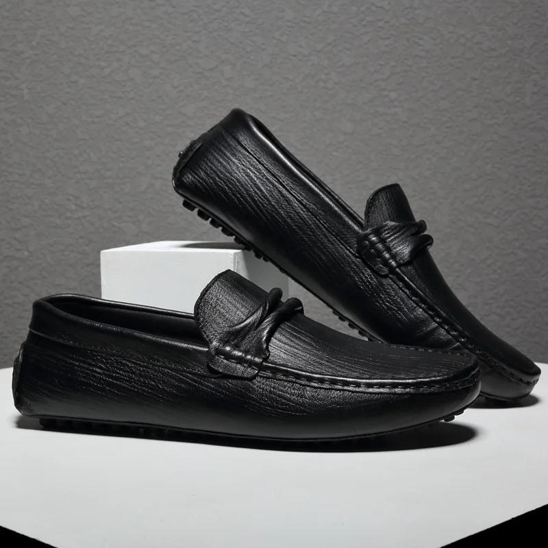 Genuine Leather Men Shoes Luxury Brand Formal Casual Mens Loafers For Men Moccasins Soft Breathable Slip on Boat Shoes