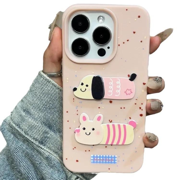 Three-dimensional Cartoon Animal Stickers for Apple 16 Promax Mobile Phone Case New Model for IPhone 13 Anti-fall 12/11/15